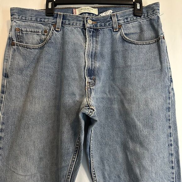 Levis 505 Straight Leg 36x32 Blue Jeans Mild Distress Denim 90s VINTAGE - Picture 12 of 13